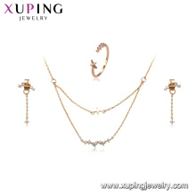 64484 Xuping wedding party jewelry trendy 18k gold plated imitation jewelry set providing free sample